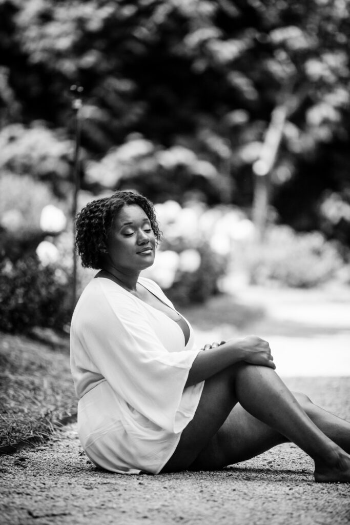 a woman in the flower garden at WRAL Azalea Gardens